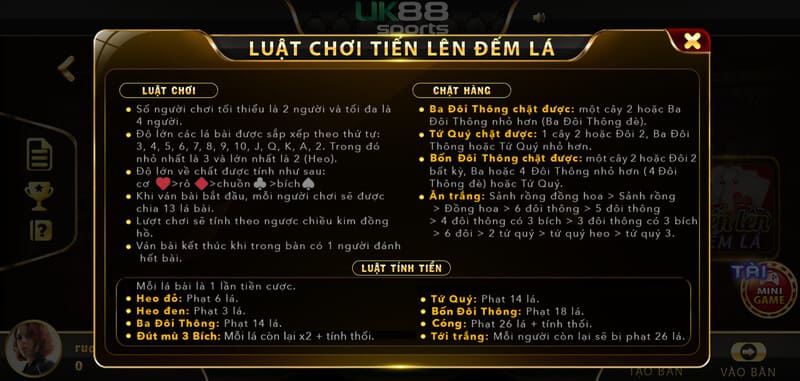 Luật chơi game bài Tiến Lên UK88